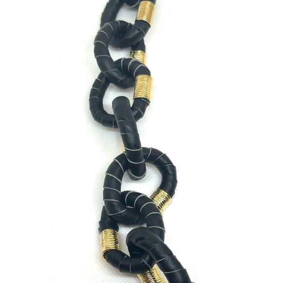 ARTIZAN Joyeria Artesenal by Keren Leather Wrapped Chunky Chain Necklace NWT - Picture 2 of 3